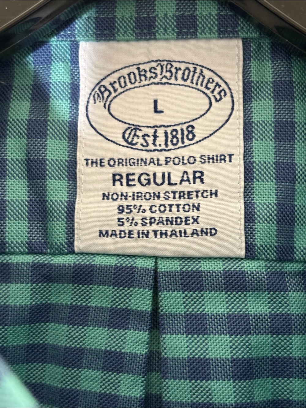 Brooks Brothers The Original Polo Shirt Short Sleeve Gingham Print Size Large - Picture 6 of 7
